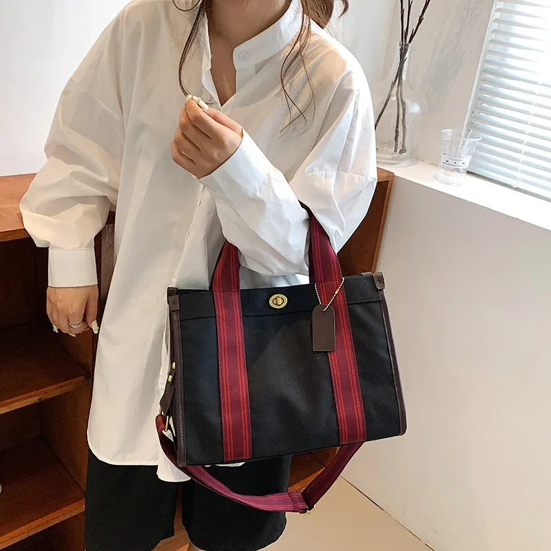Women's Fashion Canvas Retro Niche Trendy Contrast Handbags
