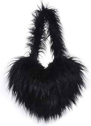 Women's Faux Fur Shoulder Bag Fleece Retro Shoulder Bag Fluffy Crossbody Bag Bag Love Shape Solid Color Purse