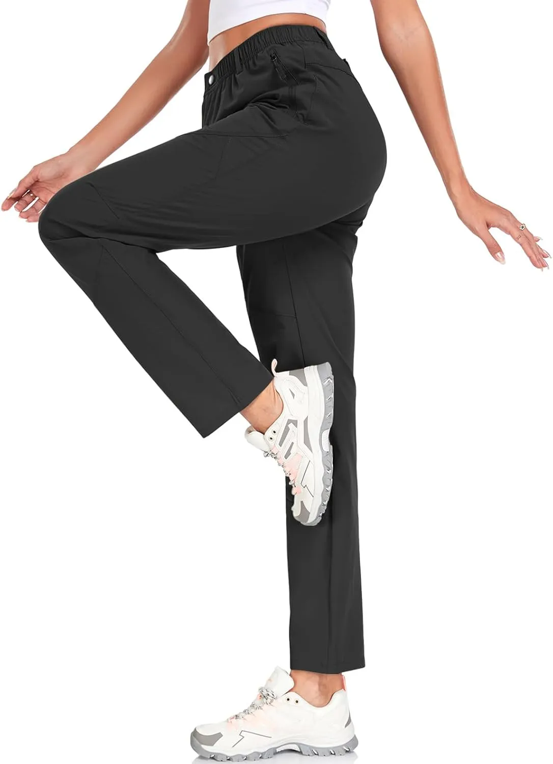Women's Golf Pants Wrinkle Free UPF 50 Casual Pants Quick Dry Lightweight Travel Pants for Women on Plane with Zipper Pockets