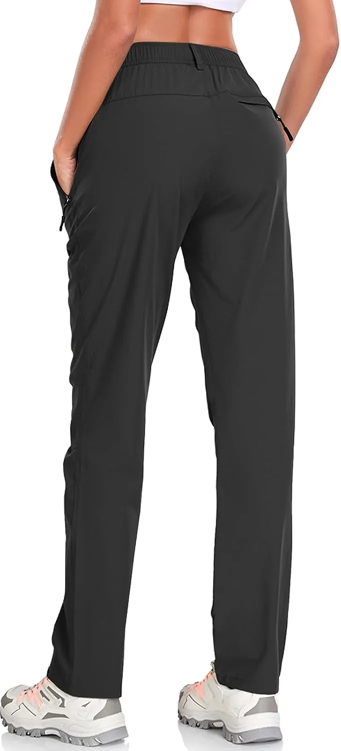 Women's Golf Pants Wrinkle Free UPF 50 Casual Pants Quick Dry Lightweight Travel Pants for Women on Plane with Zipper Pockets
