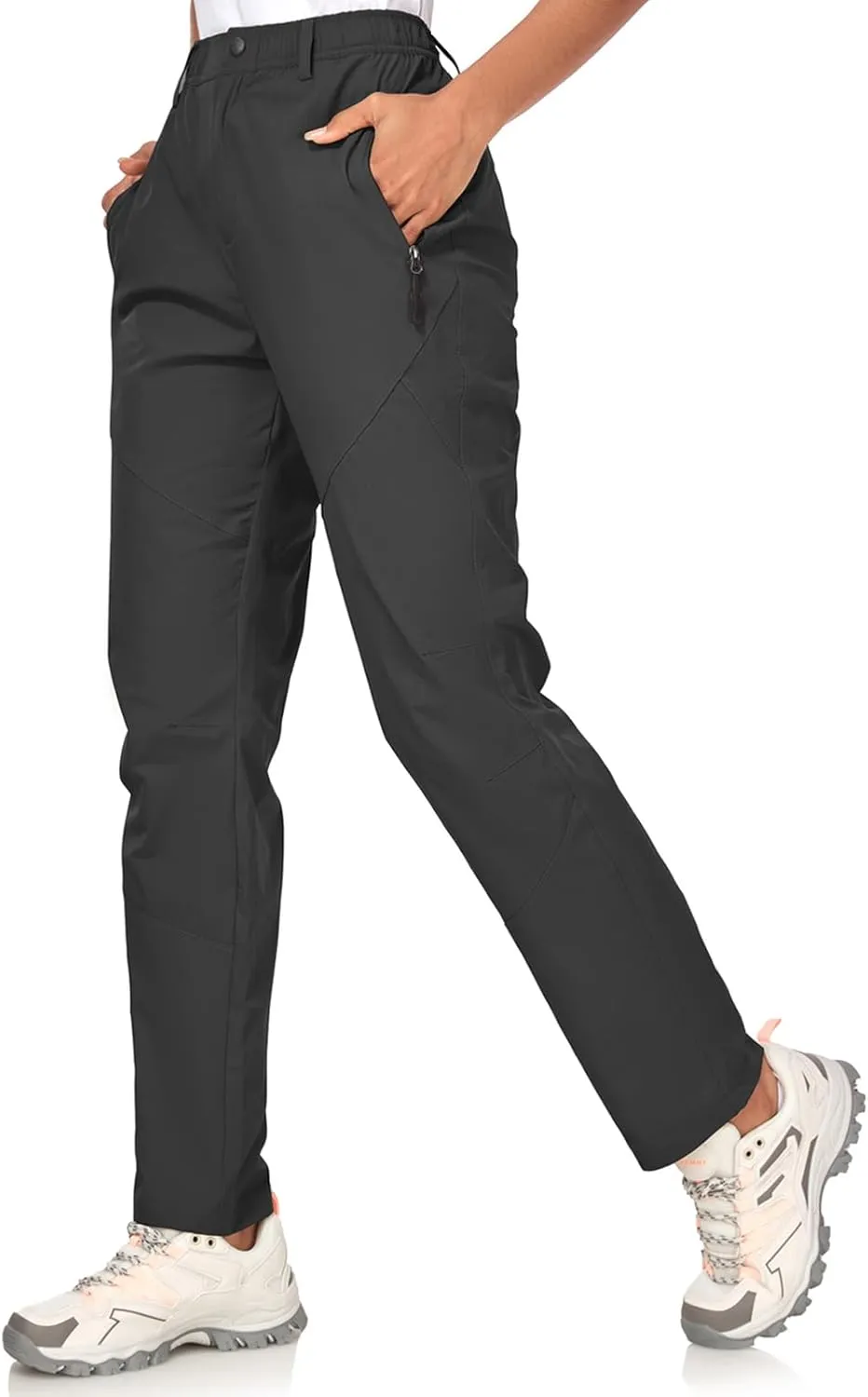 Women's Golf Pants Wrinkle Free UPF 50 Casual Pants Quick Dry Lightweight Travel Pants for Women on Plane with Zipper Pockets