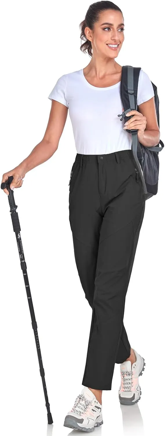 Women's Golf Pants Wrinkle Free UPF 50 Casual Pants Quick Dry Lightweight Travel Pants for Women on Plane with Zipper Pockets