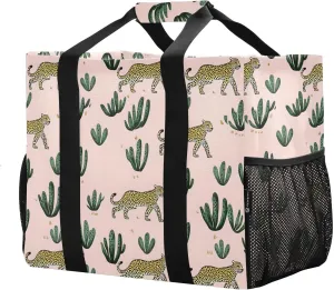 Women's Handbag Large Beach Tote Bag Zippered Handbag Quilted Shoulder Bag for Travel Work Gym Leopard Jungle