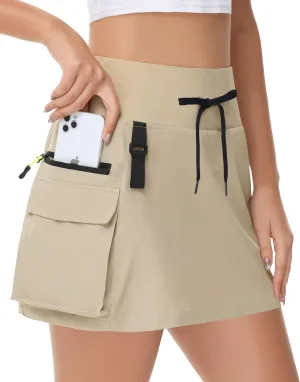 Women's Hiking Cargo Skorts Skirts Golf High Waisted Dressy Casual with Zipper Pockets Active Quick Dry Athletic Skort