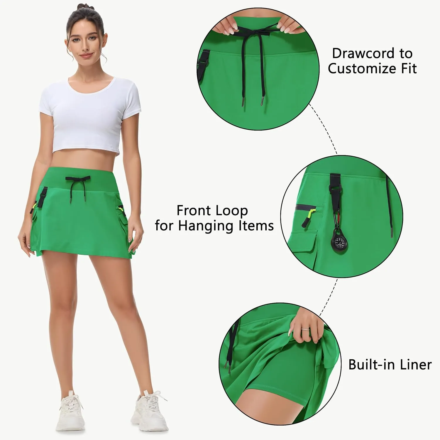 Women's Hiking Cargo Skorts Skirts Golf High Waisted Dressy Casual with Zipper Pockets Active Quick Dry Athletic Skort