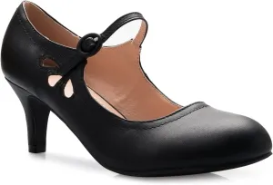 Women's Kitten Low Heels Round Toe Mary Jane Pumps - Adorable Vintage Retro Shoes- Unique Side Cut Out Design