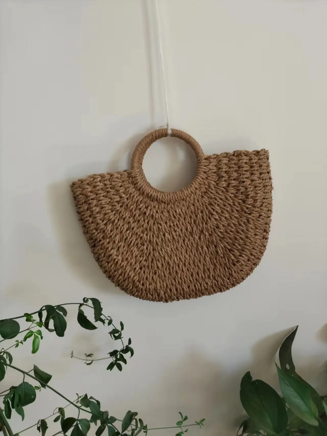 Women's Korean Lace Bow Woven Rattan Straw Handbags