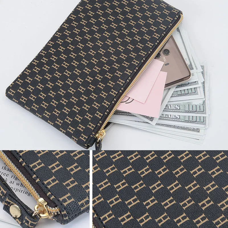 Women's Korean Long Zipper Retro Fashion Large Handbags