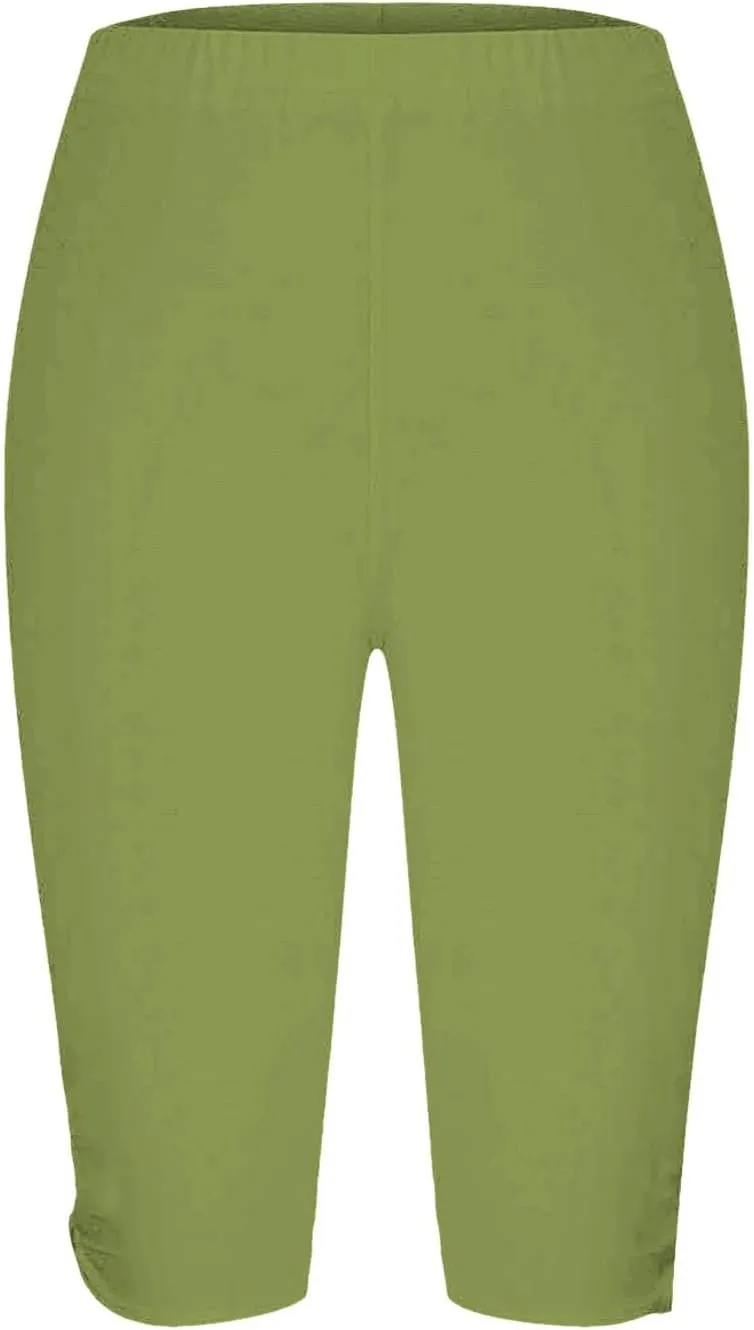 Women's Leggings, High Waisted Knee Length Capris Stretch for Casual Yoga Pants Workout Exercise