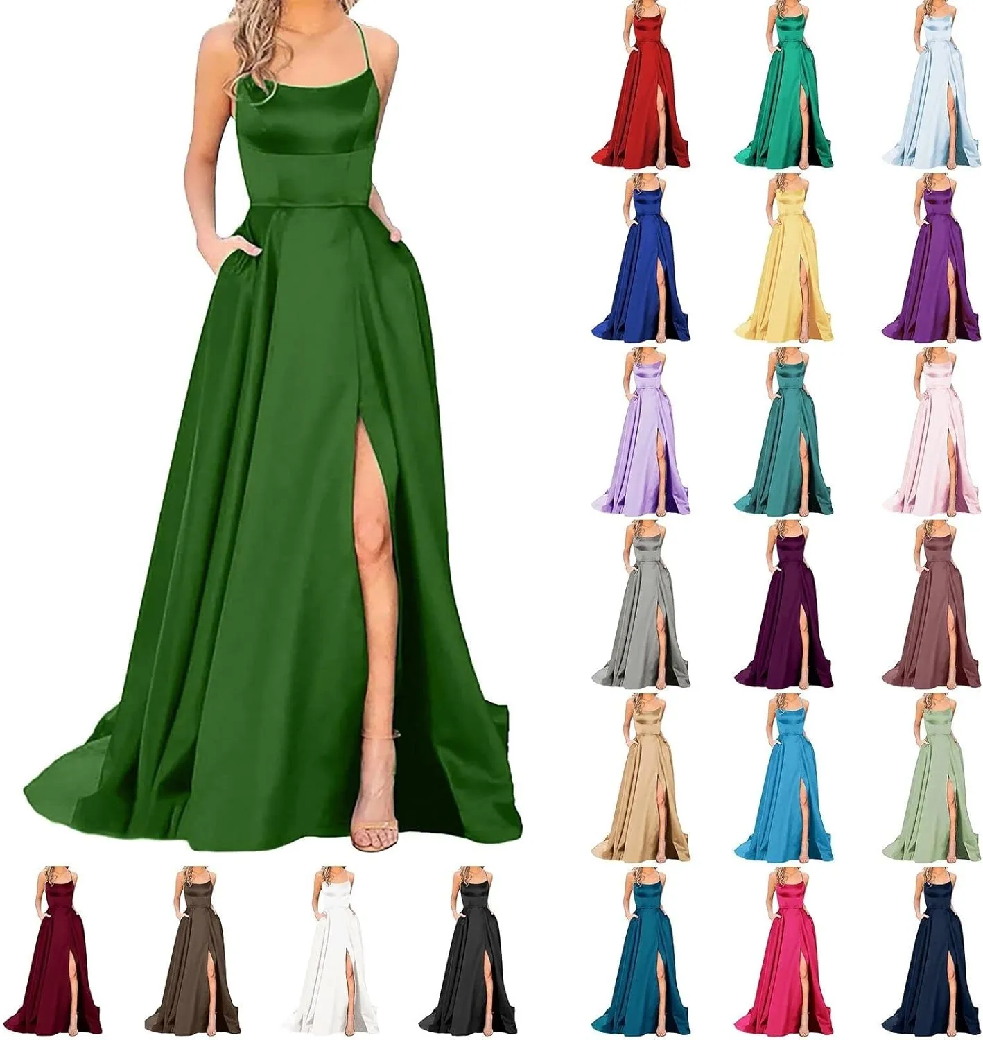 Women’s Long Prom Dresses for Teens with Pockets Spaghetti Straps Formal Party Evening Gowns 2025 Prom Dress