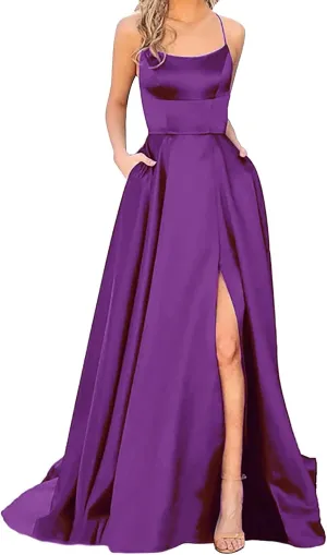 Women’s Long Prom Dresses for Teens with Pockets Spaghetti Straps Formal Party Evening Gowns 2025 Prom Dress