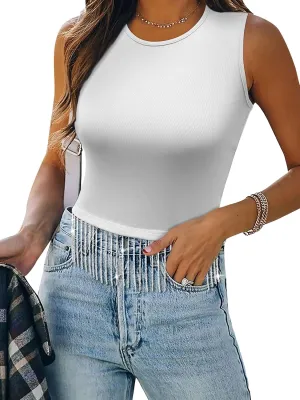 Womens Nashville Sparkly Rhinestone Fringe Sleeveless Tops Concert Raceback Ribbed Tank Tops with Glitter Tassel