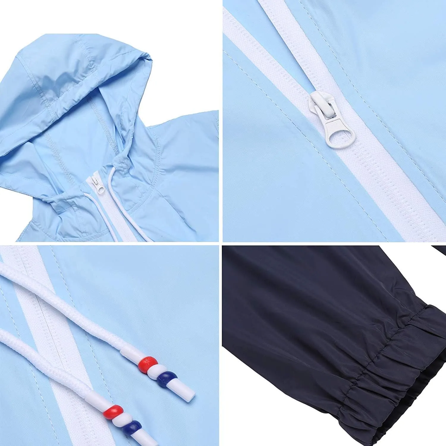 Women's Plus Size Rain Jacket Lightweight Hooded Rain Coat Windbreaker