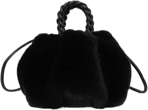 Women's Plush Shoulder Bag, Fuzzy Faux Fur Cloud-shape Dumpling Bag Warm Evening Handbags with Shoulder Strap