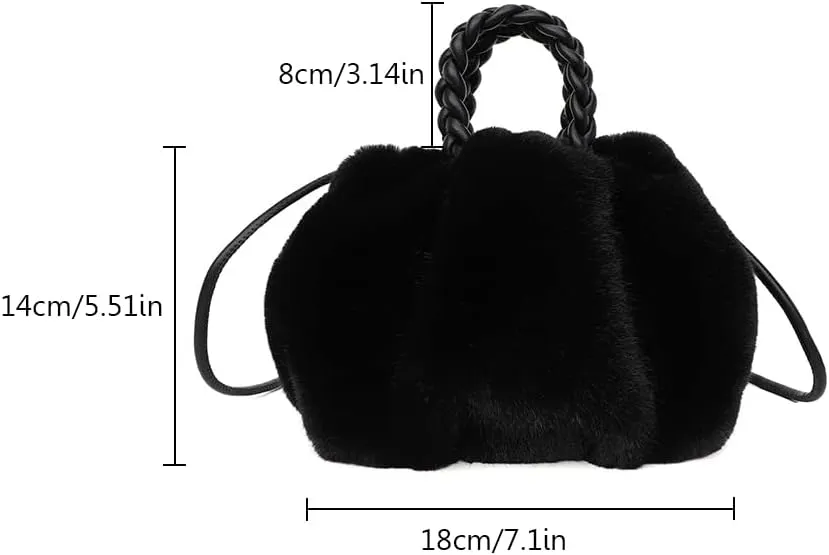 Women's Plush Shoulder Bag, Fuzzy Faux Fur Cloud-shape Dumpling Bag Warm Evening Handbags with Shoulder Strap
