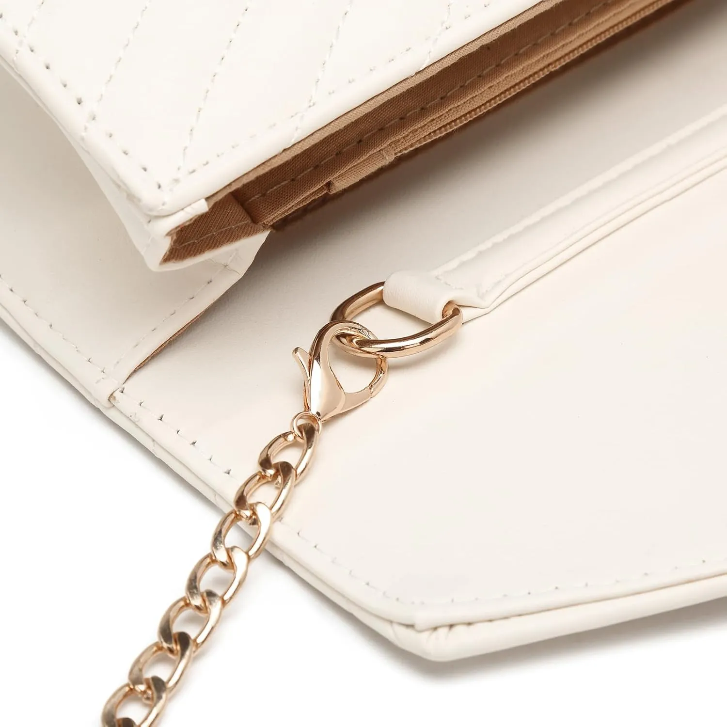 Women's Quilted Small Square Crossbody with Chain Strap Flap Minimalist Bag