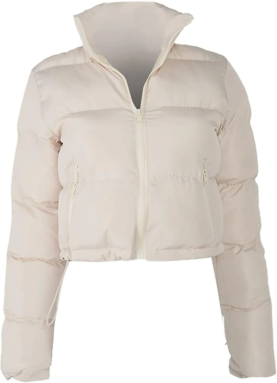 Women's Short Puffer Jackets Cropped Winter Coats Y2k Quilted Jackets Zip Up Padded Stand Collar Outerwear Pockets