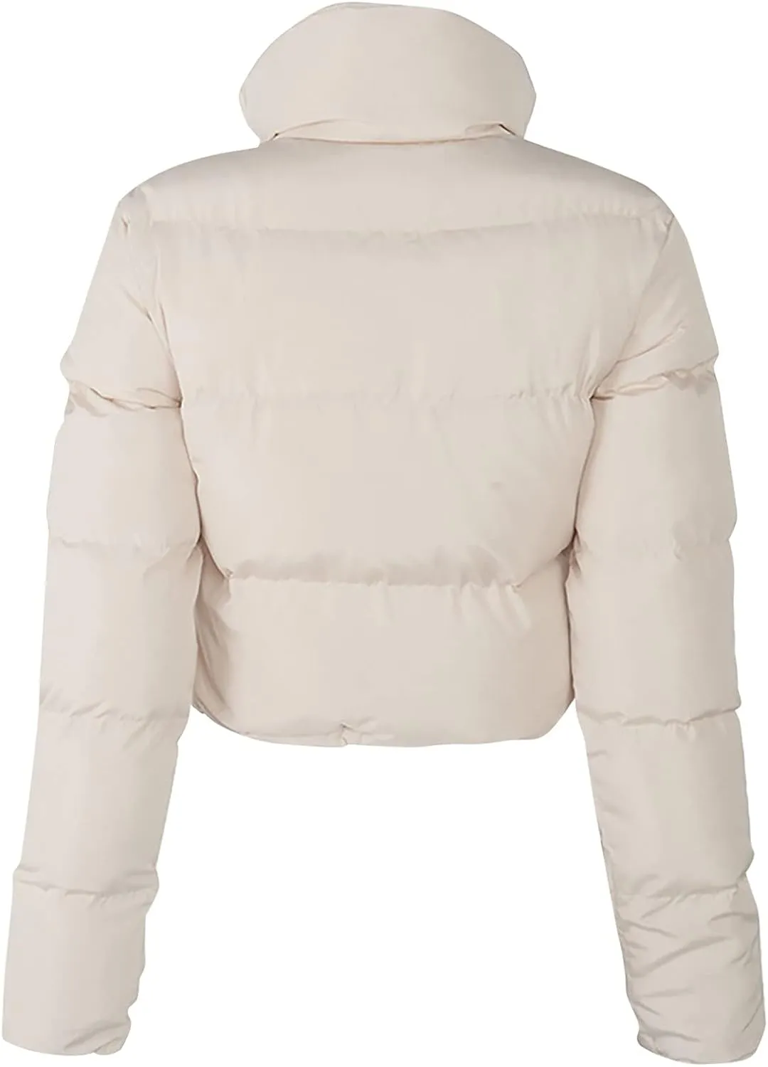 Women's Short Puffer Jackets Cropped Winter Coats Y2k Quilted Jackets Zip Up Padded Stand Collar Outerwear Pockets