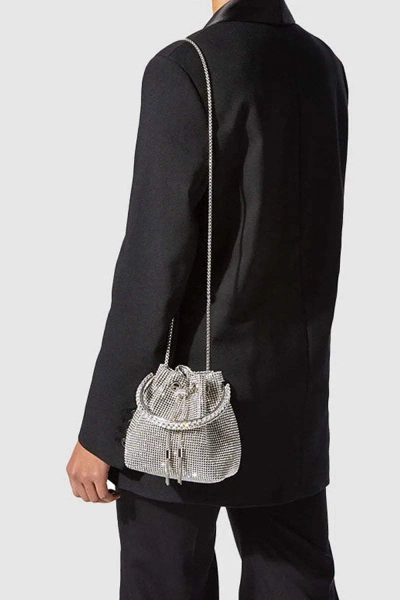 Women's Small Rhinestone Clutch Bucket Bags
