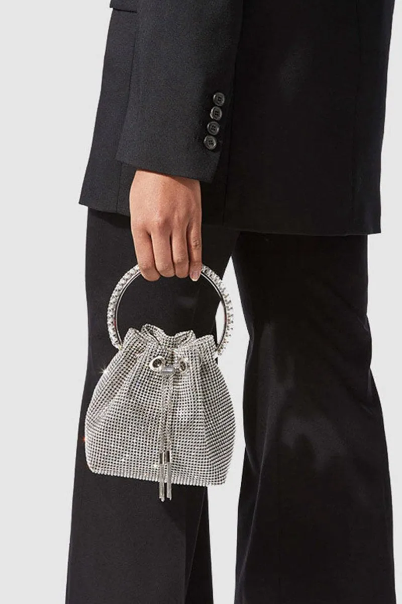 Women's Small Rhinestone Clutch Bucket Bags
