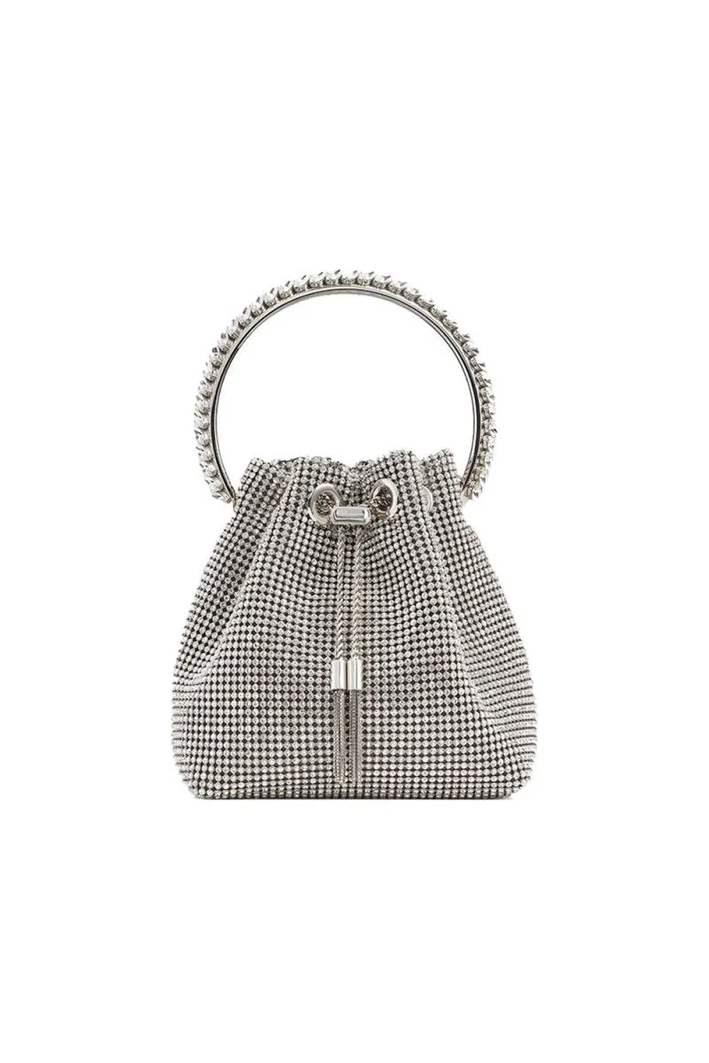 Women's Small Rhinestone Clutch Bucket Bags