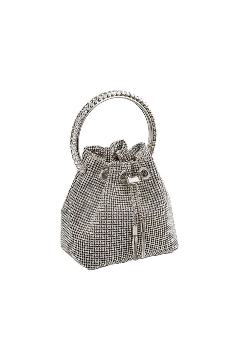 Women's Small Rhinestone Clutch Bucket Bags