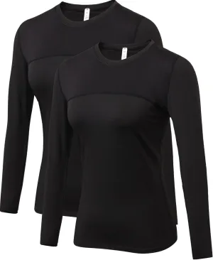 Women's Sun Protection Compression Shirts UPF 50  Long Sleeve Workout T-Shirts Rash Guard Athletic Tops