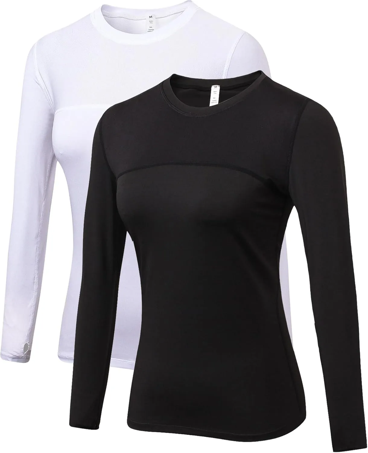 Women's Sun Protection Compression Shirts UPF 50  Long Sleeve Workout T-Shirts Rash Guard Athletic Tops