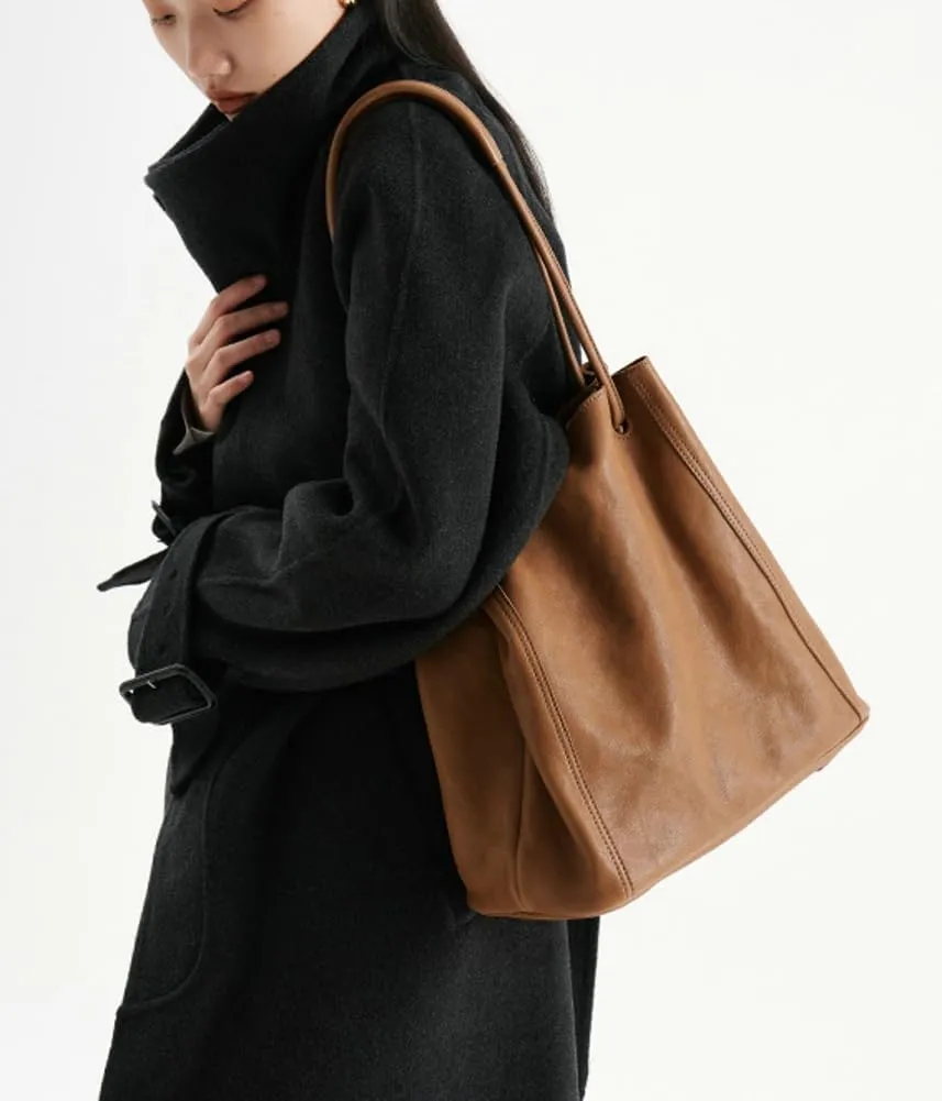 Womens Vintage Genuine Leather Tote Bag Large Bucket Shoulder Satchel Work Purses Top Handle Handbags Set 2pcs
