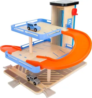 Wooden Toys Multi-Level Parking Garage Complete Playset Designed For Children 3 