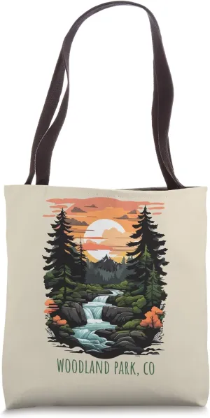 Woodland Park Colorado USA Scenic Mountain Retro Sunset Tote Bag