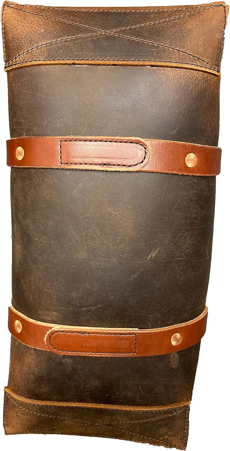 Woodman's Pal Buffalo Leather Tote Tool Bag For Hand Tools, Gardening, Outdoorsmen, Heavy Duty Premium Storage Leather Organizer (Crazy Horse Black)