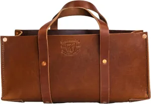 Woodman's Pal Buffalo Leather Tote Tool Bag For Hand Tools, Gardening, Outdoorsmen, Heavy Duty Premium Storage Leather Organizer (Golden Brown)