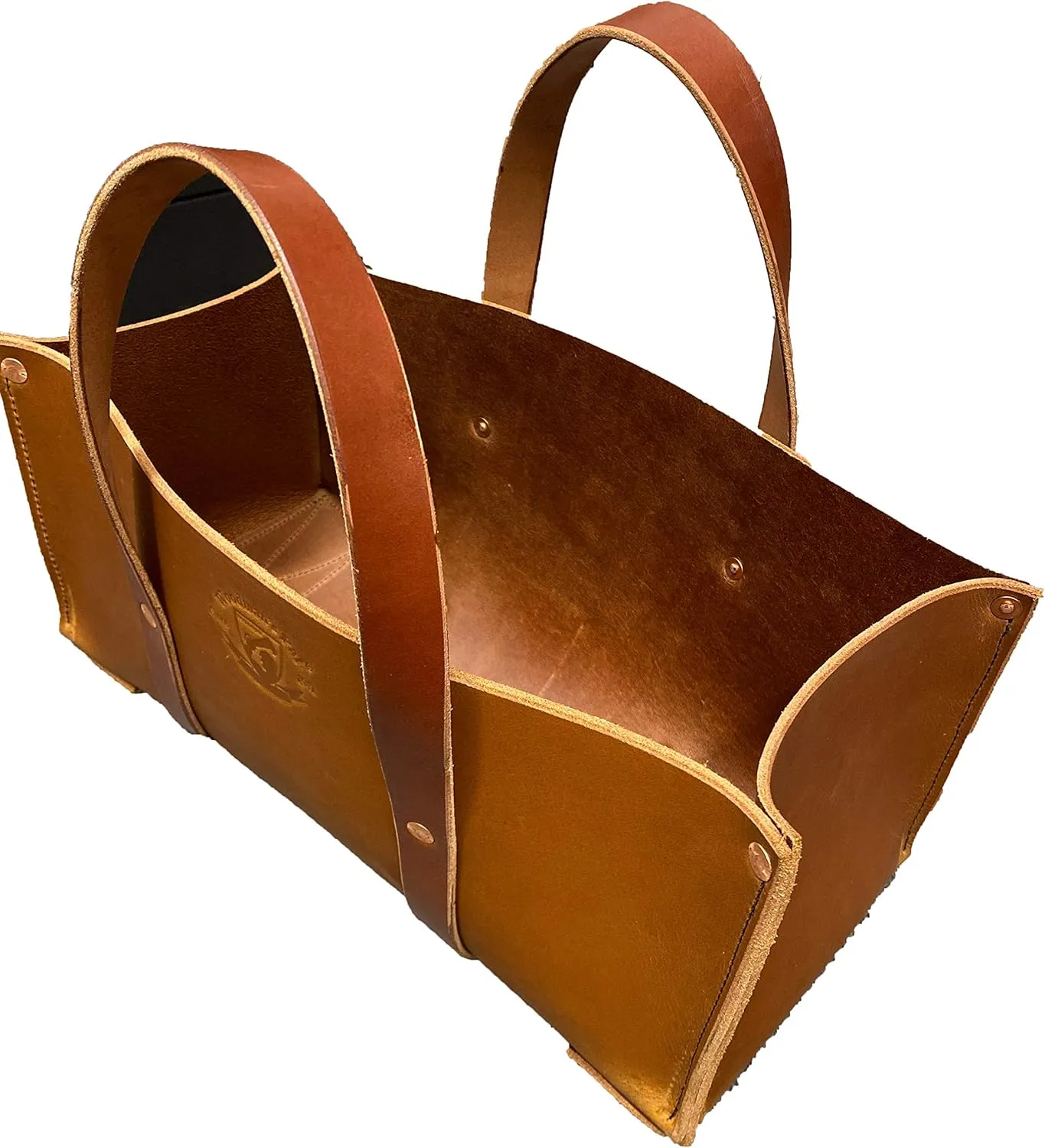 Woodman's Pal Buffalo Leather Tote Tool Bag For Hand Tools, Gardening, Outdoorsmen, Heavy Duty Premium Storage Leather Organizer (Golden Brown)