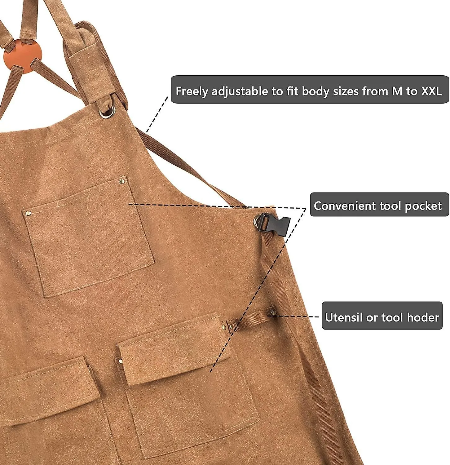 Work Apron With 4 Tool Pockets, Woodworking Shop Apron Gardening Tool Work Apron