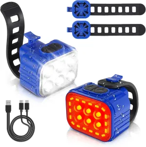 WORKPRO Bike Lights Set [8 13 Modes], Rechargeable Bicycle Light Set Ultra Bright, IP65 Waterproof Bike Lights for Night Riding, 1200mAh Bike Headlight and Tail Light Reflectors