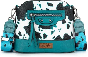 Wrangler Cow Print Crossbody Bag for Women Western Cross Body Purse with Signature Strap