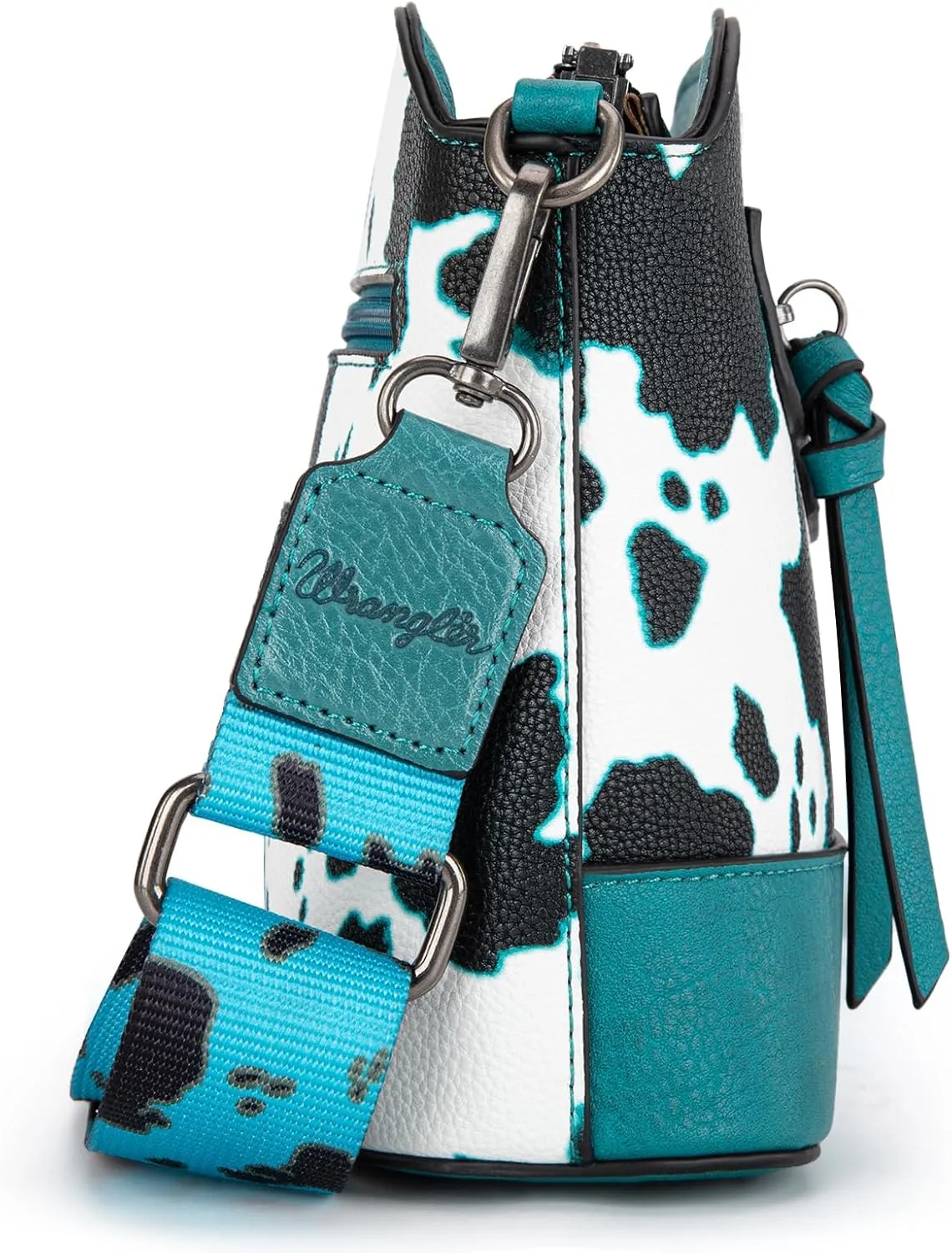 Wrangler Cow Print Crossbody Bag for Women Western Cross Body Purse with Signature Strap