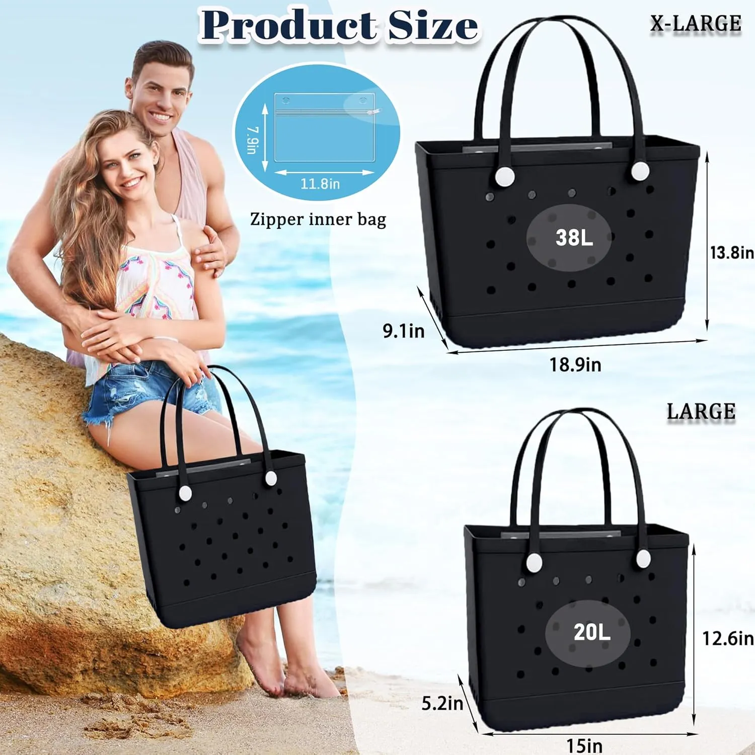 X-Large Rubber Tote Bag Waterproof Beach Washable Handbag Storage Bags Durable Modern Travel SportsTote Bag