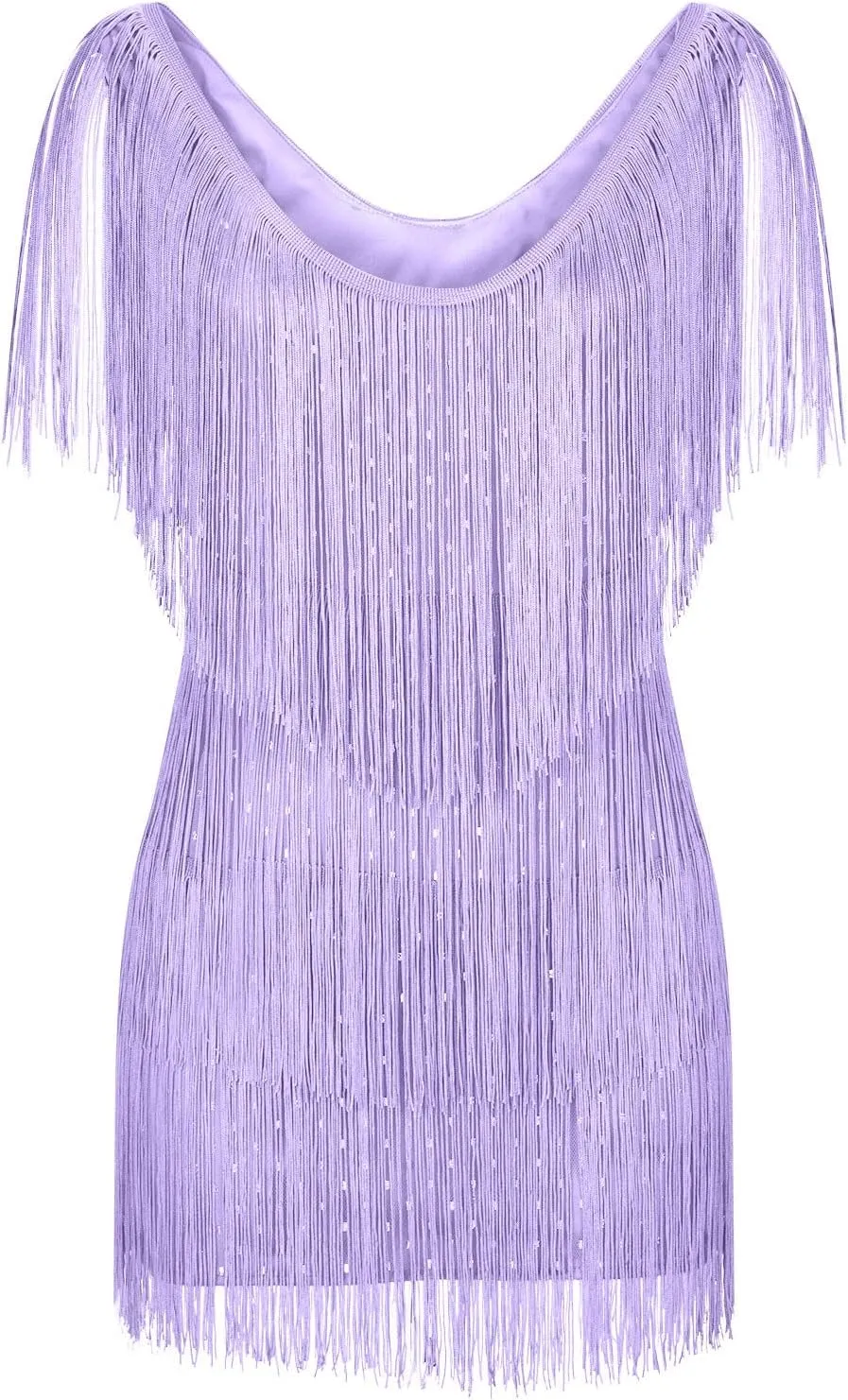 XUNRYAN Sequin Fringe Dresses Women Sparkly Glitter Formal Tassel Dress Evening Party Ball Gown Cocktail Concert Outfit