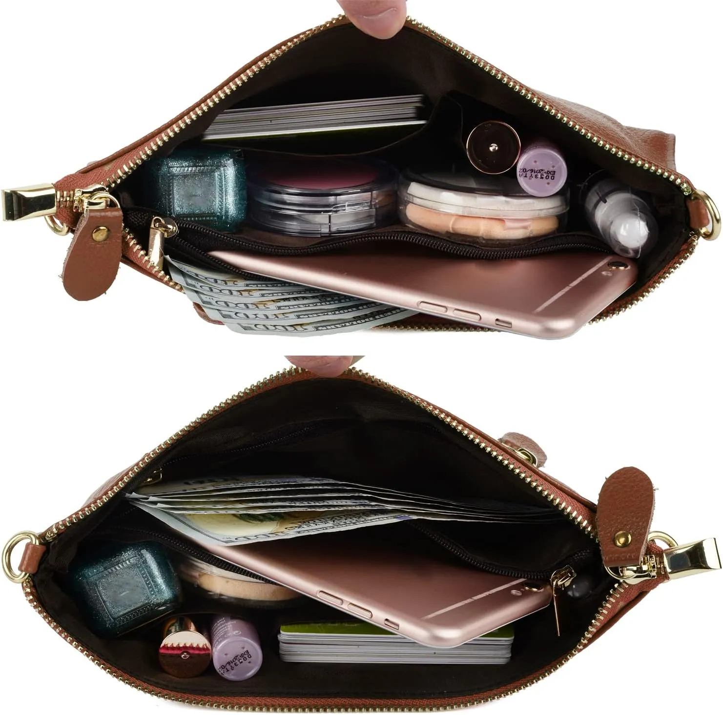 YALUXE Genuine Leather Wristlet Handbags Purses Cell Phone Pocket Clutch Wallet Crossbody Bags for Women