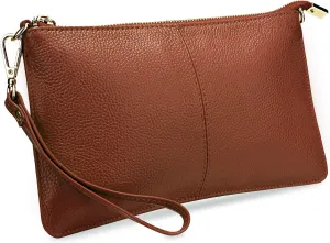 YALUXE Genuine Leather Wristlet Handbags Purses Cell Phone Pocket Clutch Wallet Crossbody Bags for Women