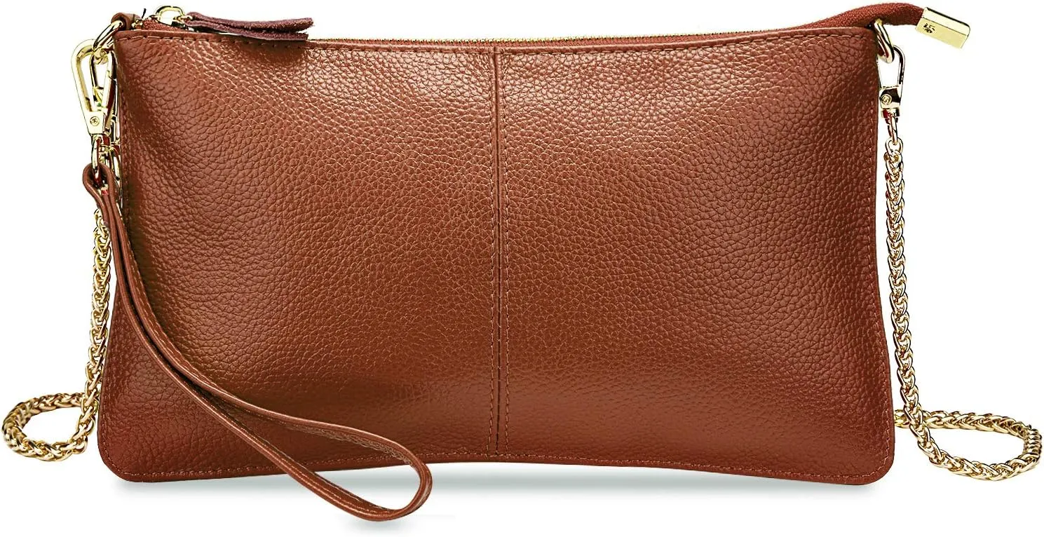 YALUXE Genuine Leather Wristlet Handbags Purses Cell Phone Pocket Clutch Wallet Crossbody Bags for Women