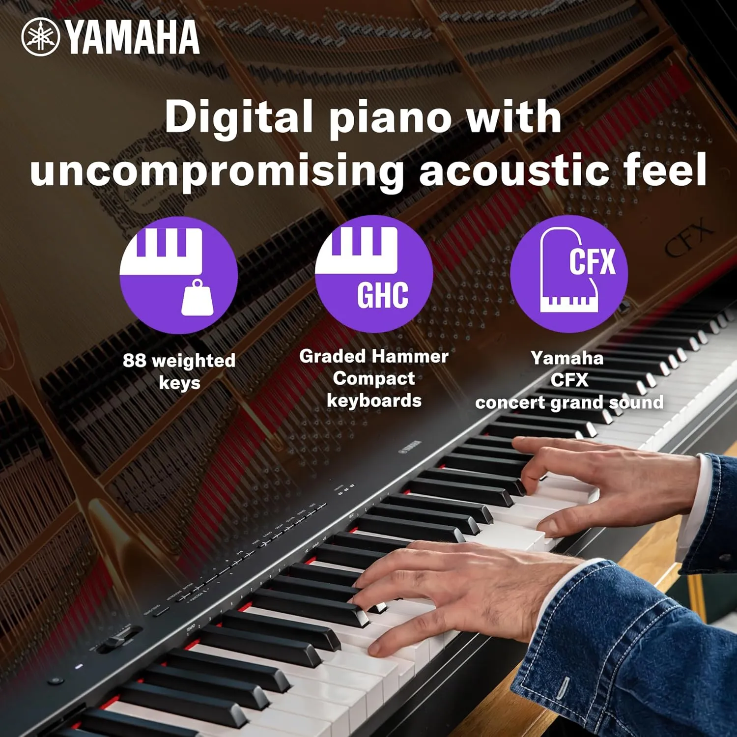 Yamaha P225B, 88-Key Weighted Action Digital Piano with Power Supply and Sustain Pedal, Black (P225B)
