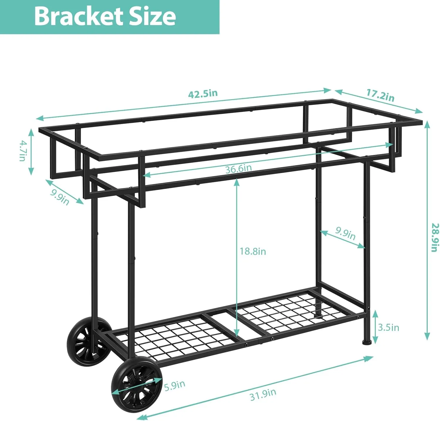 YBING Raised Garden Bed Outdoor with Wheels 42x17x29in Elevated Planter Box with Legs and Storage Shelf 6 Pocket Herb Garden Planter for Balcony Patio Deck Black