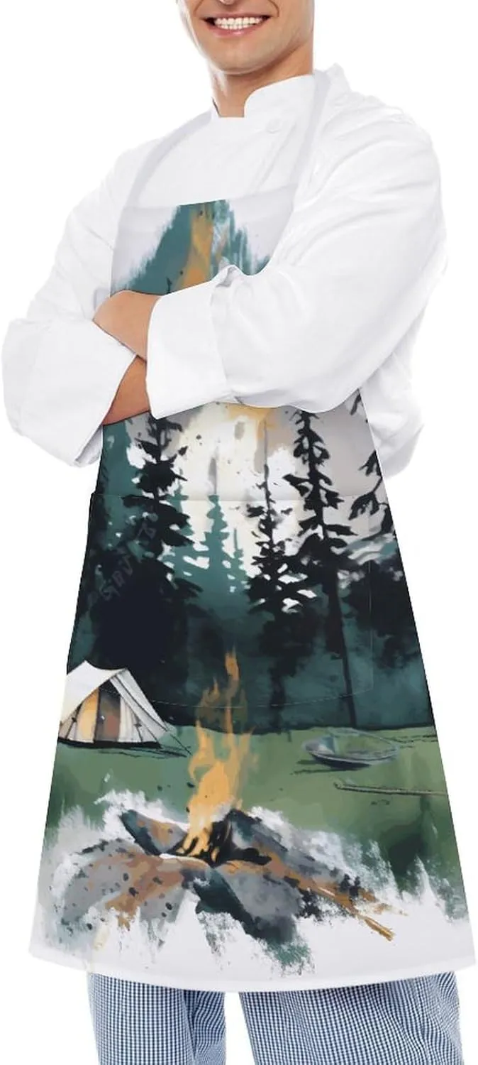 Yellow Sunflower Horse Aprons, Waterproof Bib for Women, Adjustable Cooking Bib Kitchen Apron with Large Pocket
