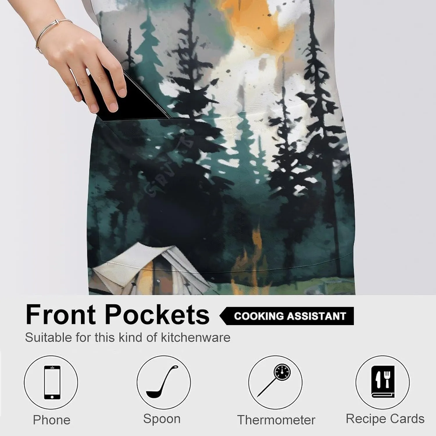 Yellow Sunflower Horse Aprons, Waterproof Bib for Women, Adjustable Cooking Bib Kitchen Apron with Large Pocket