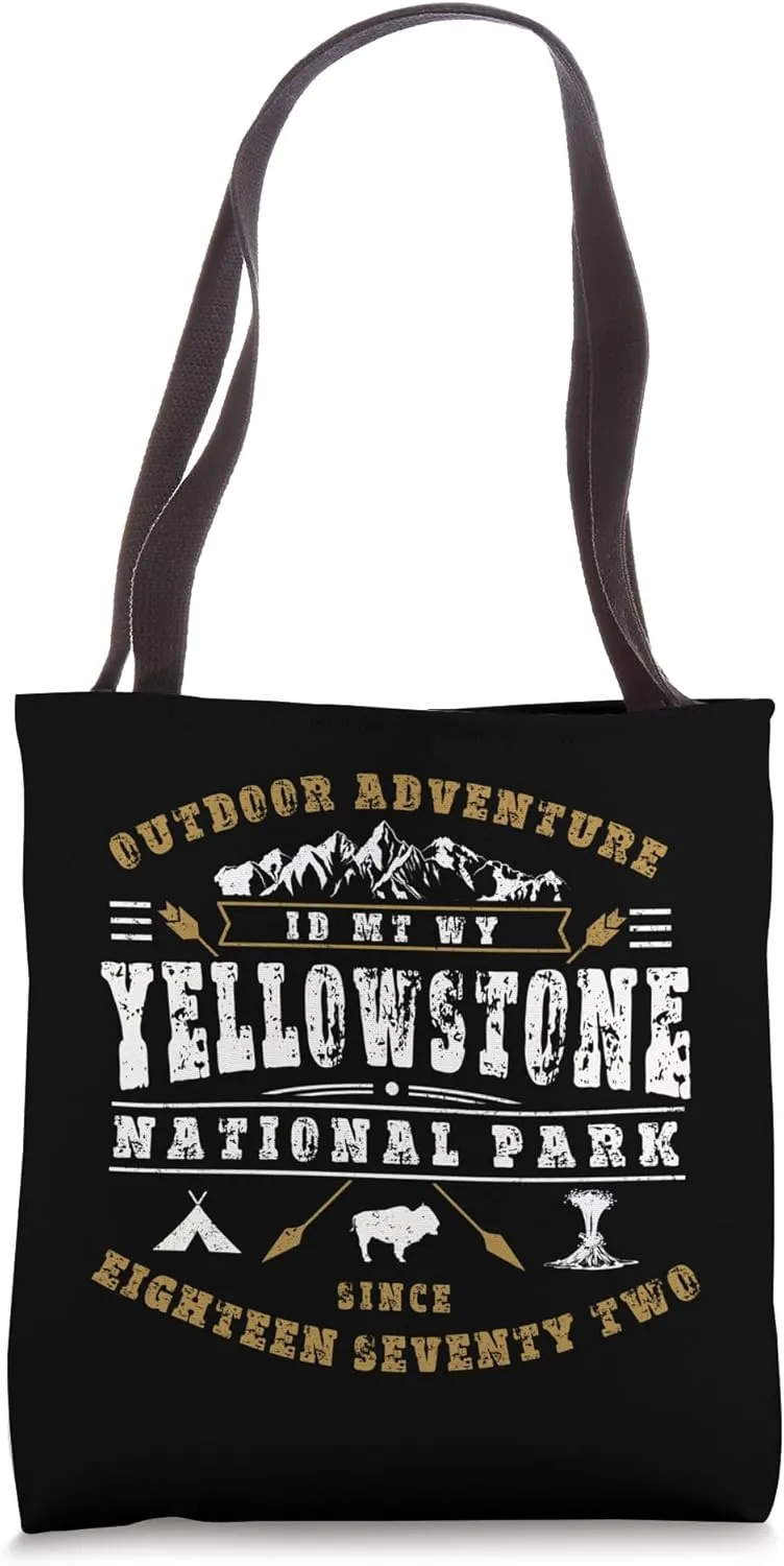 Yellowstone National Park Hiking Camping Geyser Souvenir Tote Bag