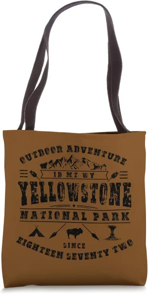 Yellowstone National Park USA Bison Geyser Hiking Souvenir Tote Bag