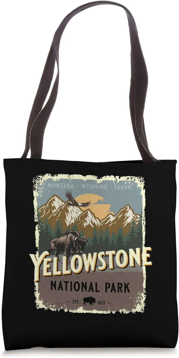 Yellowstone National Park Vintage Travel Poster Style Tote Bag